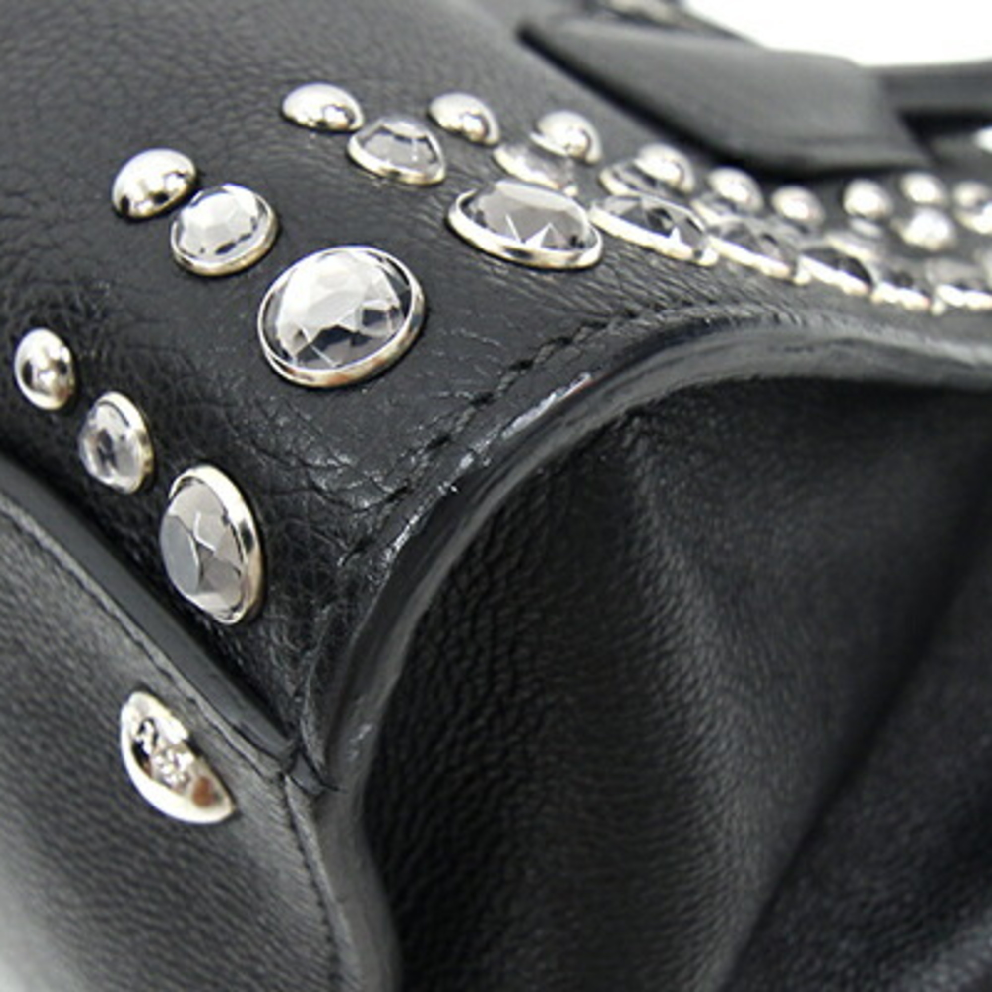 Prada handbag with bejeweled details B2625O, black leather, studs, black, for women, PRADA