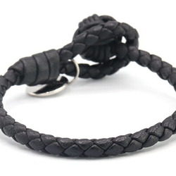 Bottega Veneta Bracelet Intrecciato 113546 Black Leather Bangle for Women and Men BOTTEGA VENETA