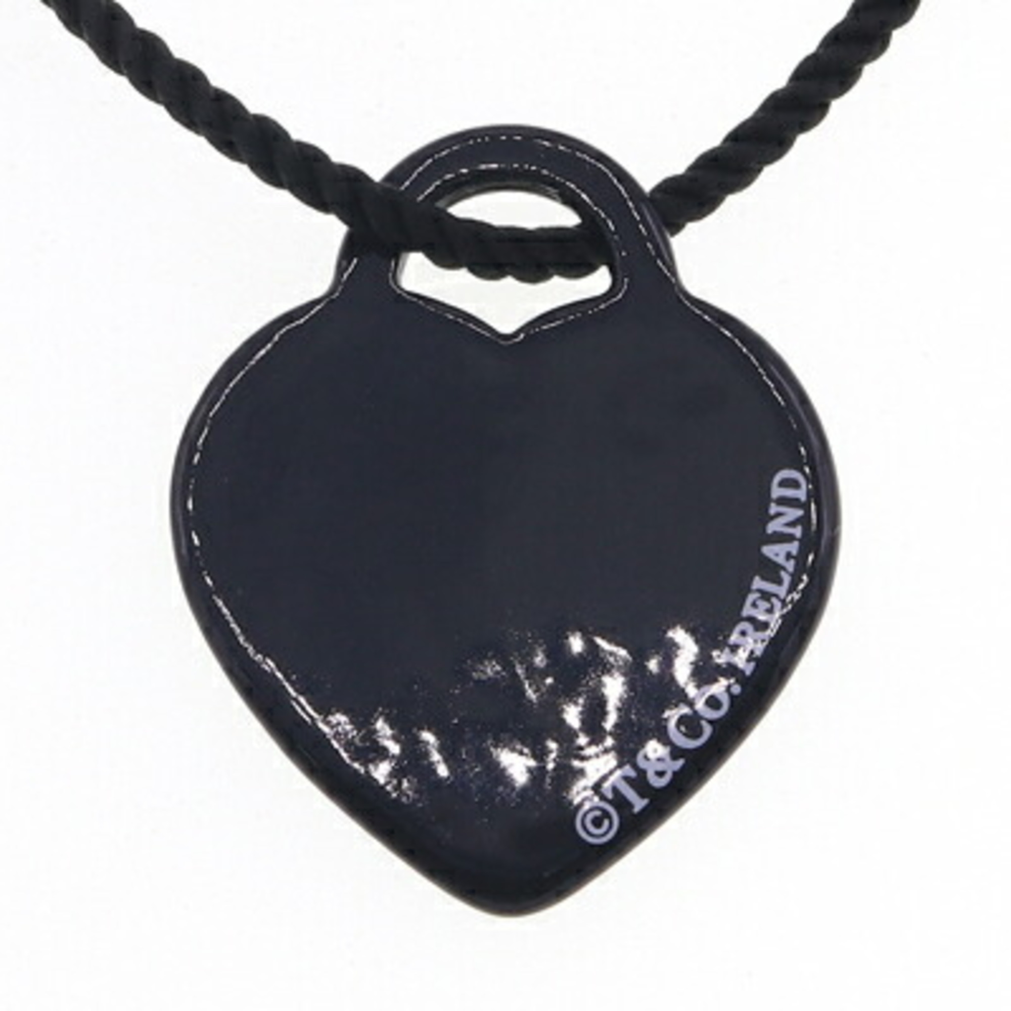 Tiffany Necklace Return to Heart Tag Pendant Black Plastic SV Sterling Silver 925 Choker Women's TIFFANY&CO