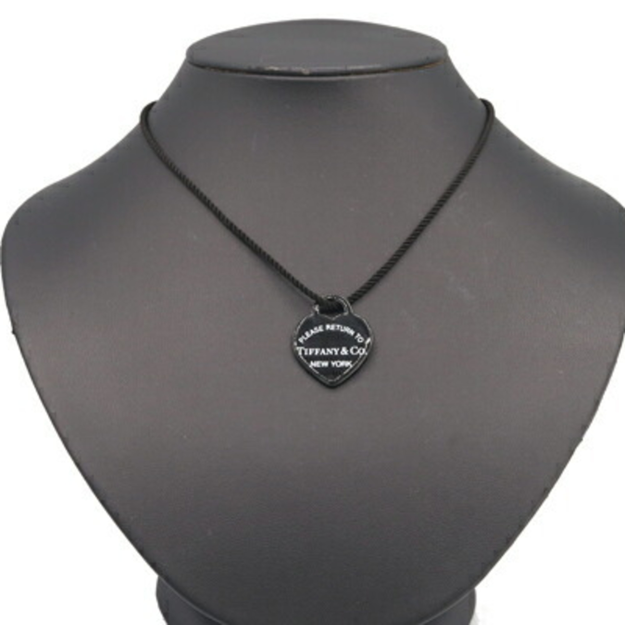 Tiffany Necklace Return to Heart Tag Pendant Black Plastic SV Sterling Silver 925 Choker Women's TIFFANY&CO