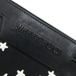 Jimmy Choo Clutch Bag Star Studs Derek Black White Leather Strap Pouch Men's JIMMY CHOO