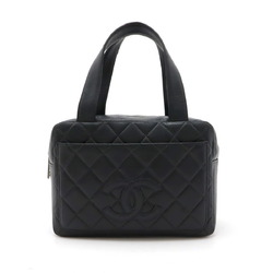 CHANEL Chanel Matelasse Coco Mark Handbag Bag Tote Leather Black