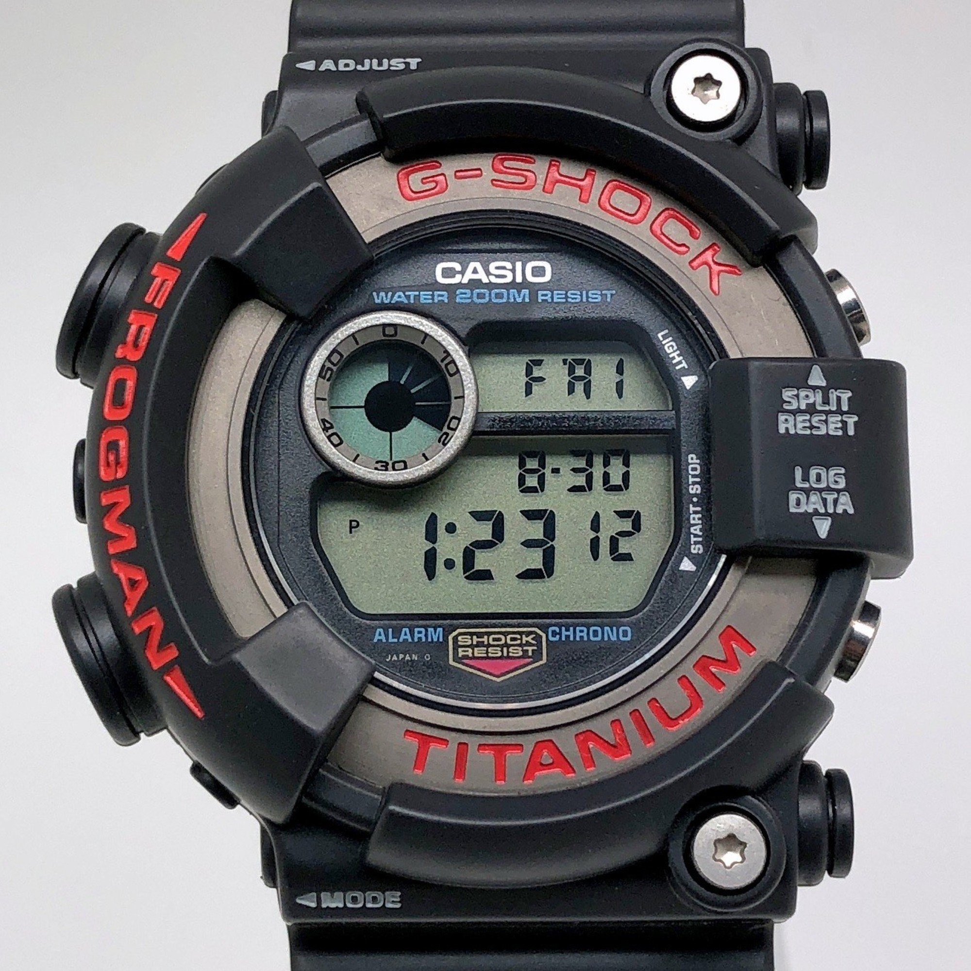 G-SHOCK CASIO Watch DW-8200-1A FROGMAN 2nd Generation Frogman Titanium Case EL Backlight Red Dark Gray Released June 1995 Mikunigaoka Store ITBYAKGX1ZY4