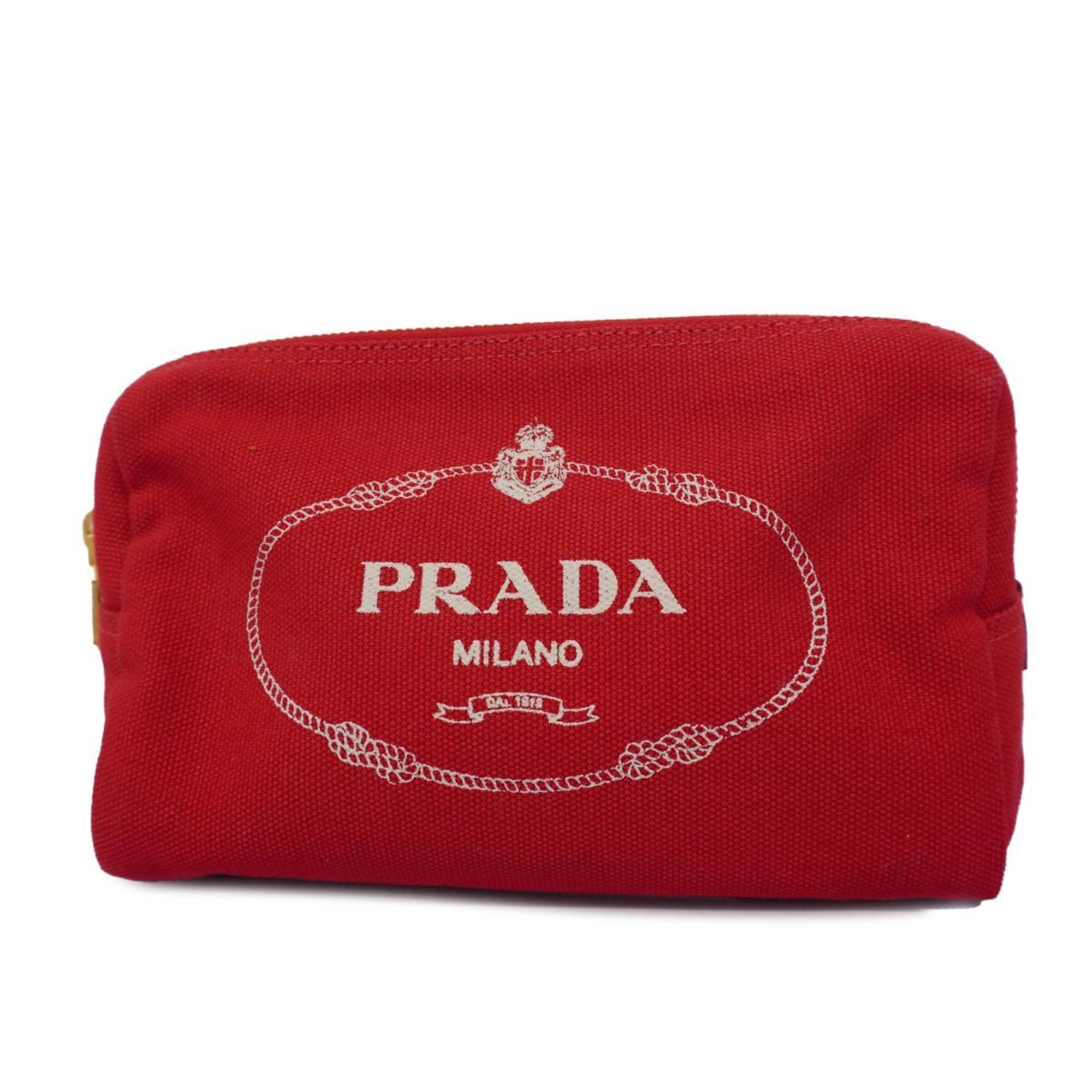 Prada Pouch Canvas Red Women's