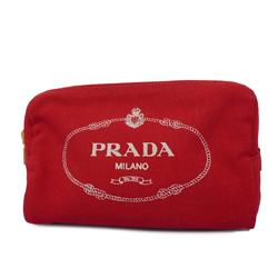 Prada Pouch Canvas Red Women's