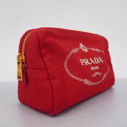 Prada Pouch Canvas Red Women's