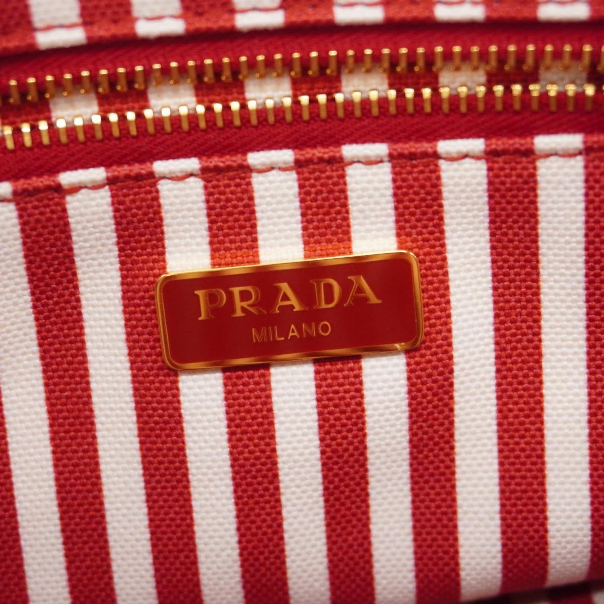 Prada Pouch Canvas Red Women's