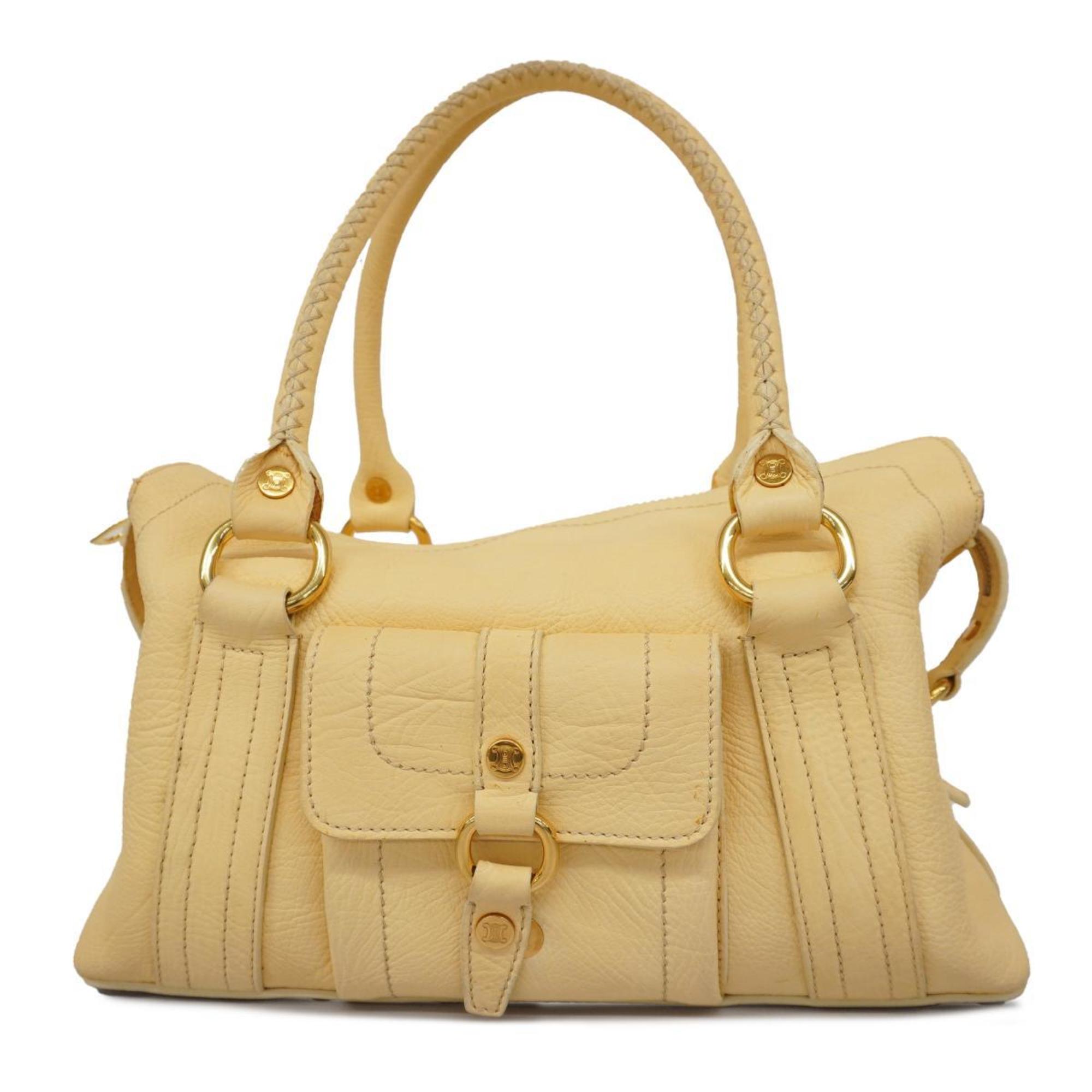 Celine handbag leather cream yellow ladies