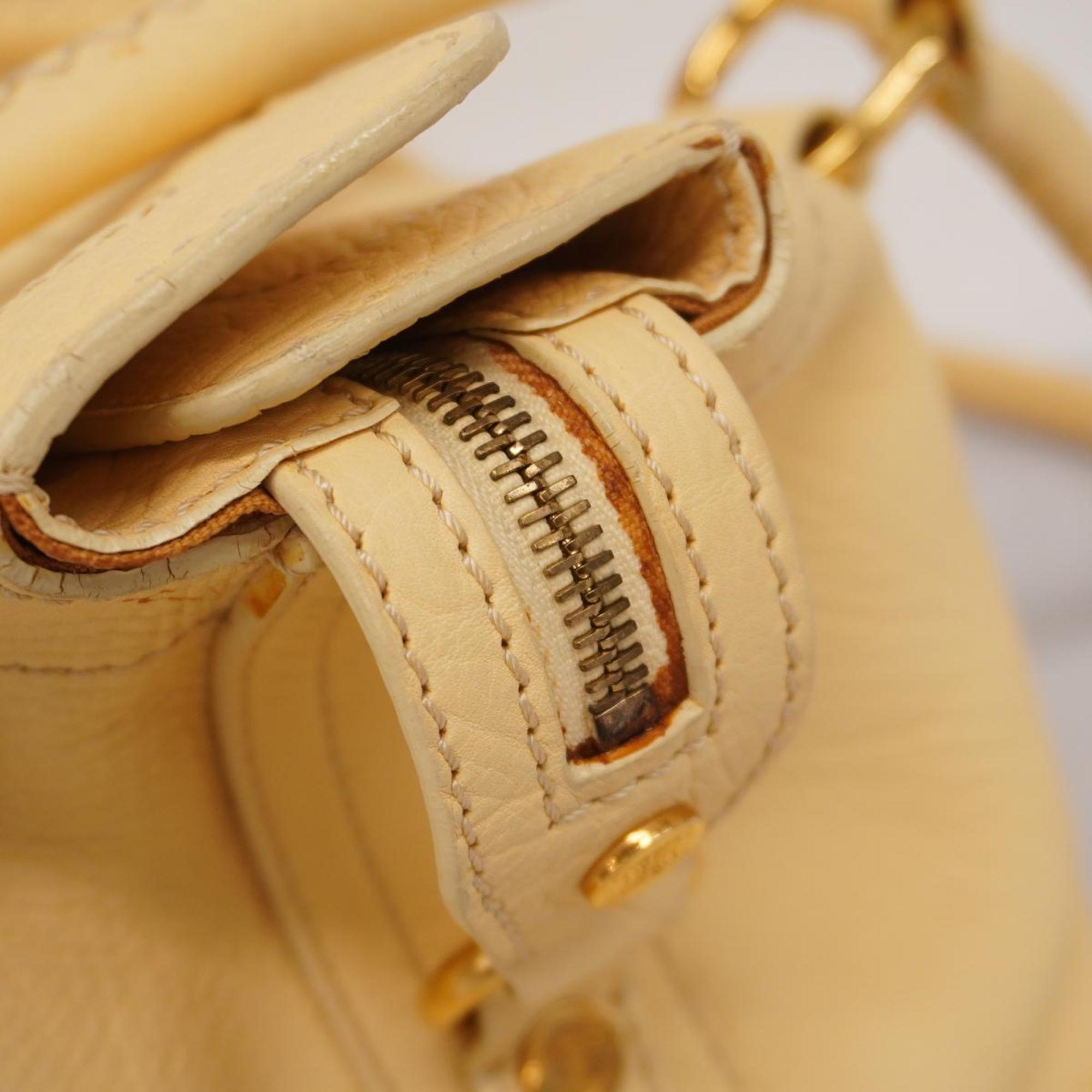 Celine handbag leather cream yellow ladies