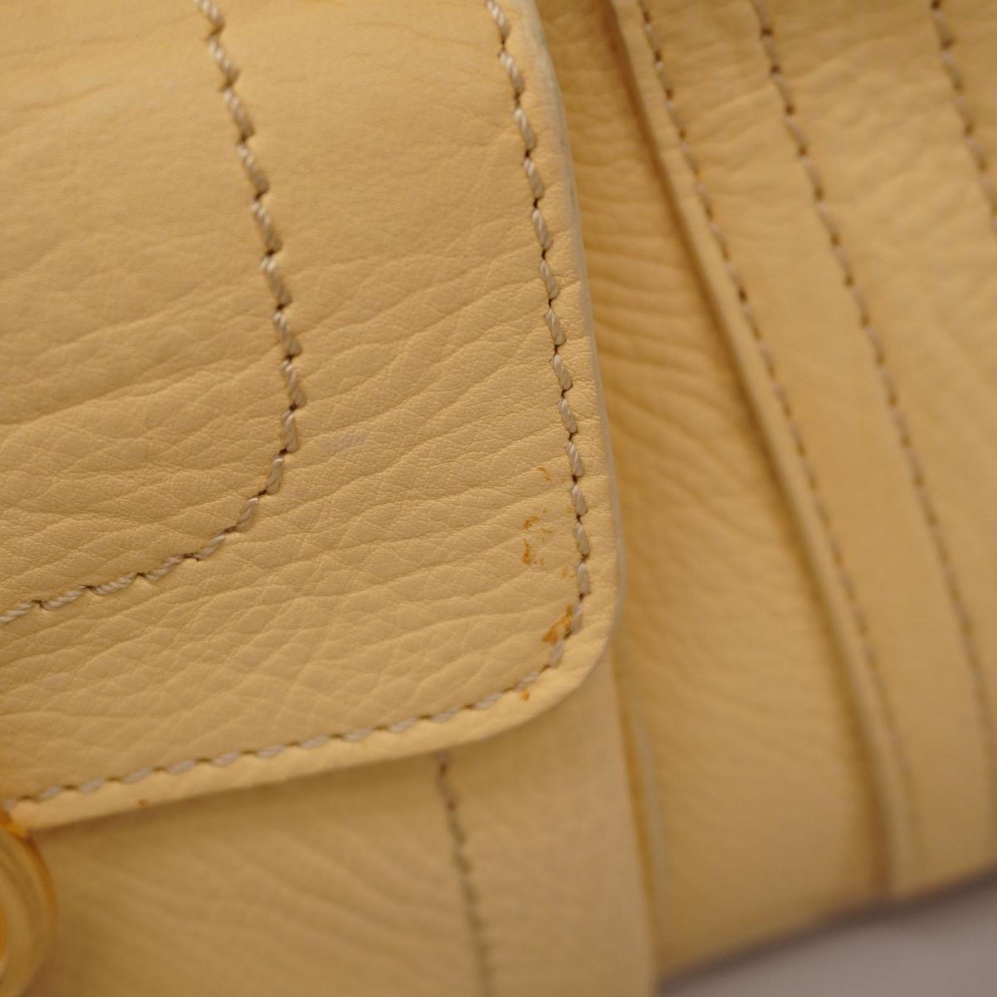 Celine handbag leather cream yellow ladies