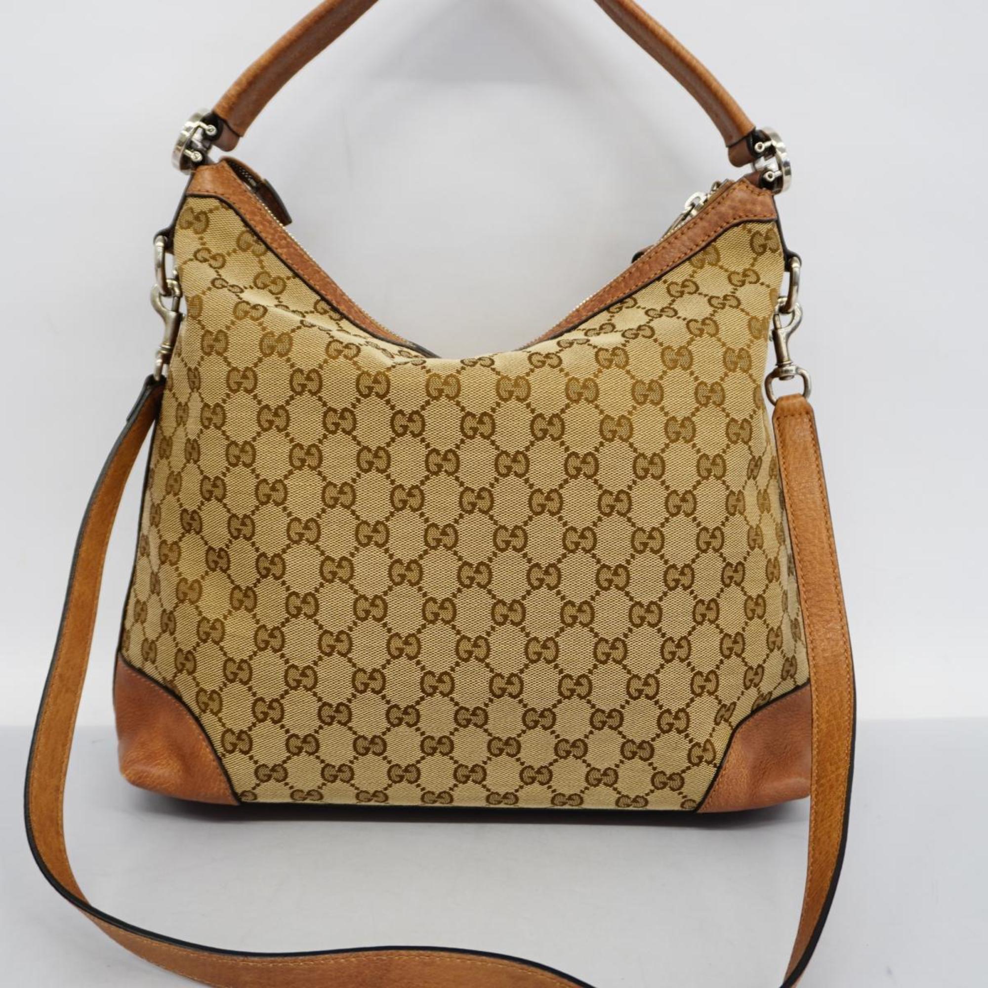 Gucci Shoulder Bag GG Canvas 326514 Beige Light Brown Women's