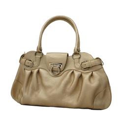 Salvatore Ferragamo Tote Bag Gancini Leather Champagne Gold Women's