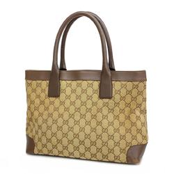 Gucci Tote Bag GG Canvas 002 1119 Leather Brown Women's