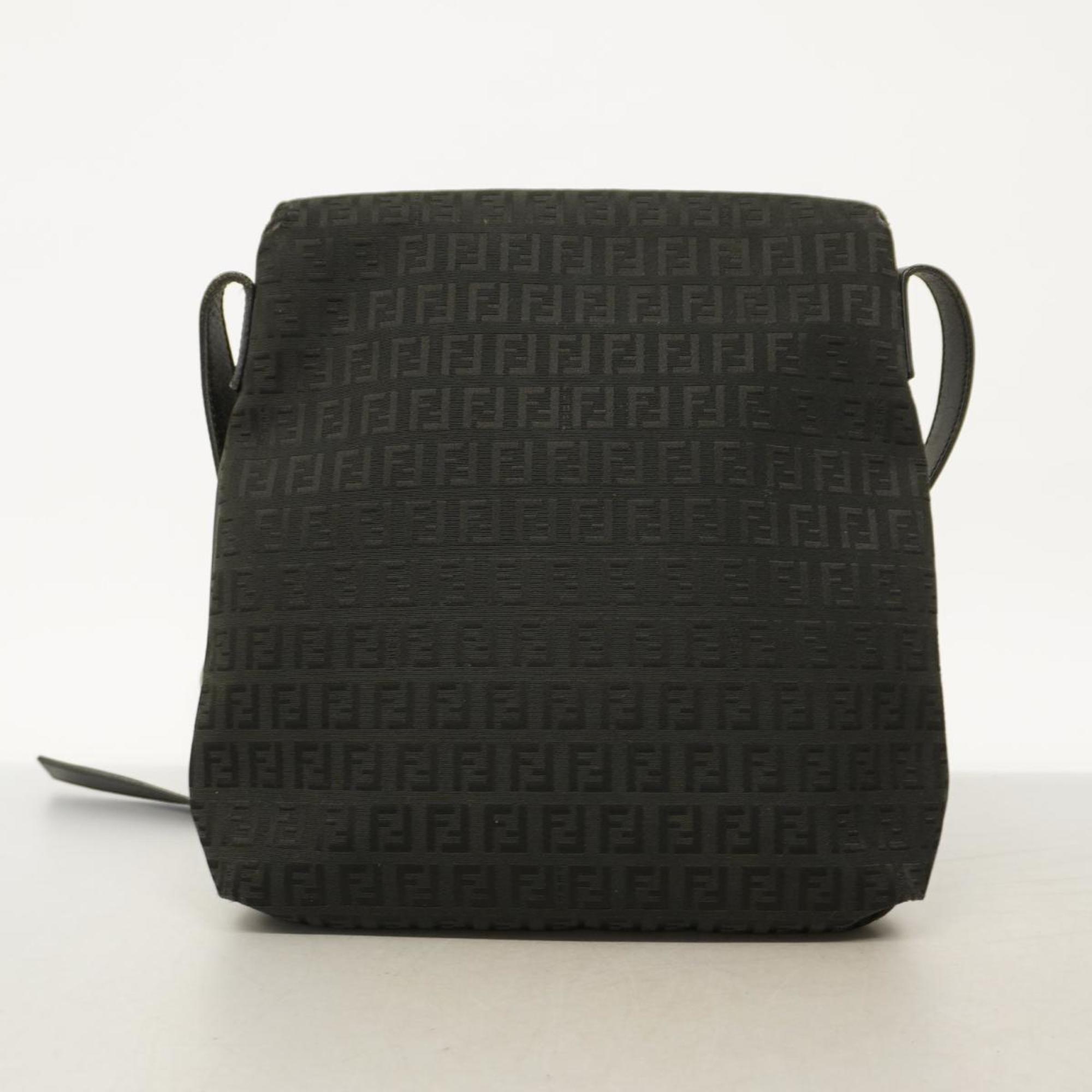 Fendi Zucchino Shoulder Bag in Nylon Canvas Black for Women