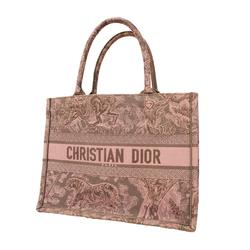 Christian Dior Tote Bag Book Canvas Gray Pink Women's