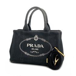 Prada Tote Bag Canapa Canvas Black Women's