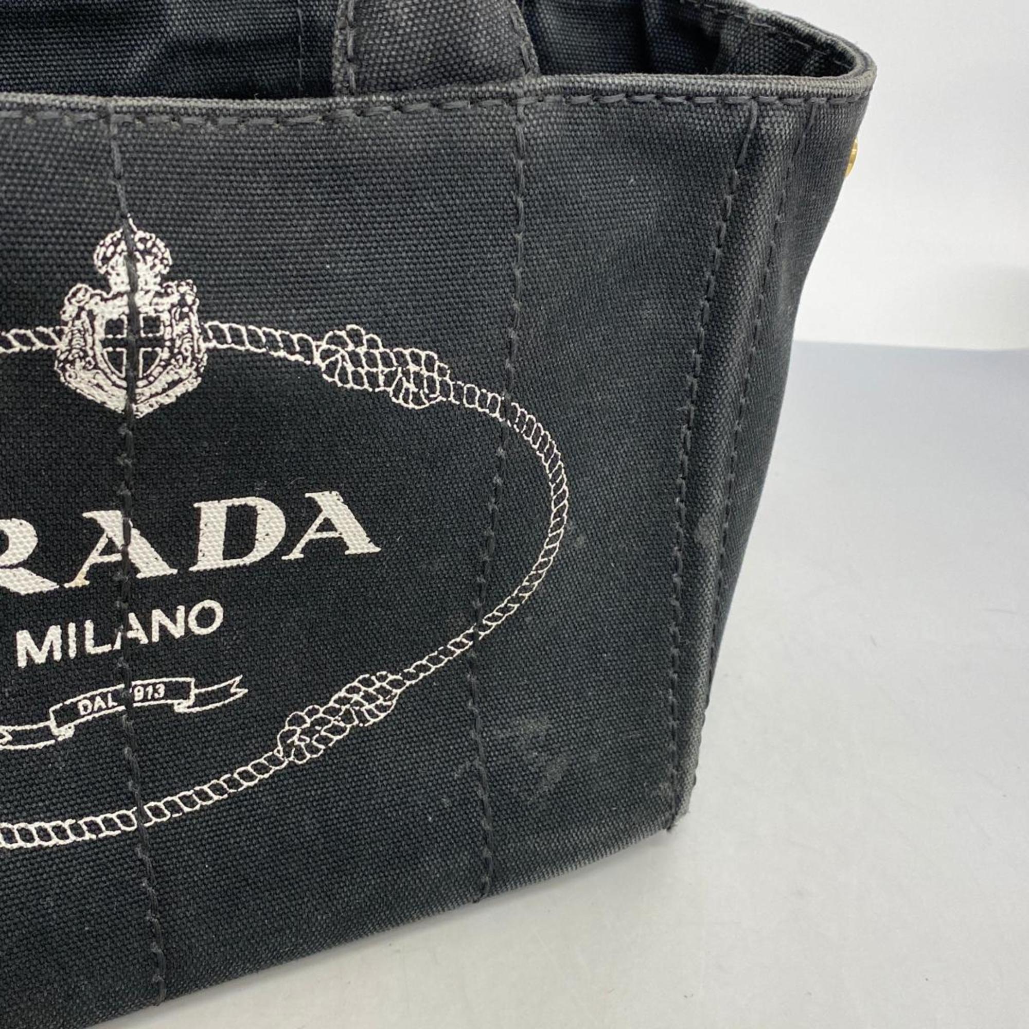 Prada Tote Bag Canapa Canvas Black Women's