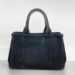 Prada Tote Bag Canapa Canvas Black Women's