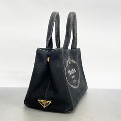 Prada Tote Bag Canapa Canvas Black Women's