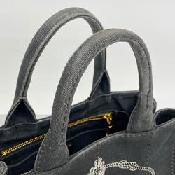 Prada Tote Bag Canapa Canvas Black Women's