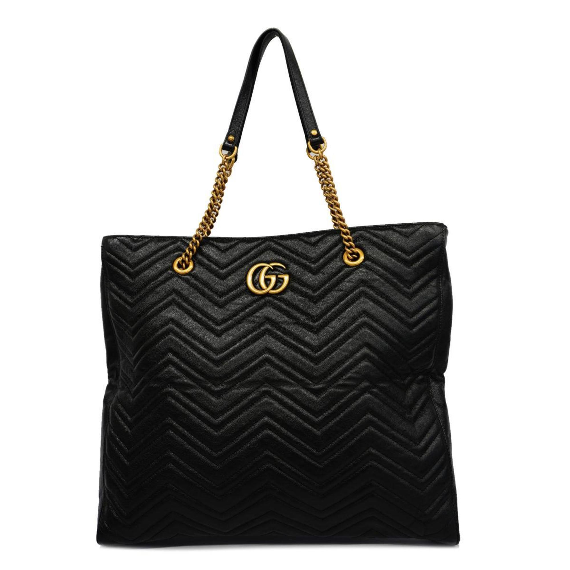 Gucci Shoulder Bag GG Marmont 524576 Leather Black Women's