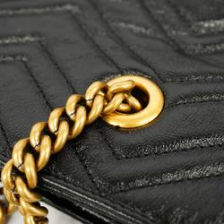 Gucci Shoulder Bag GG Marmont 524576 Leather Black Women's