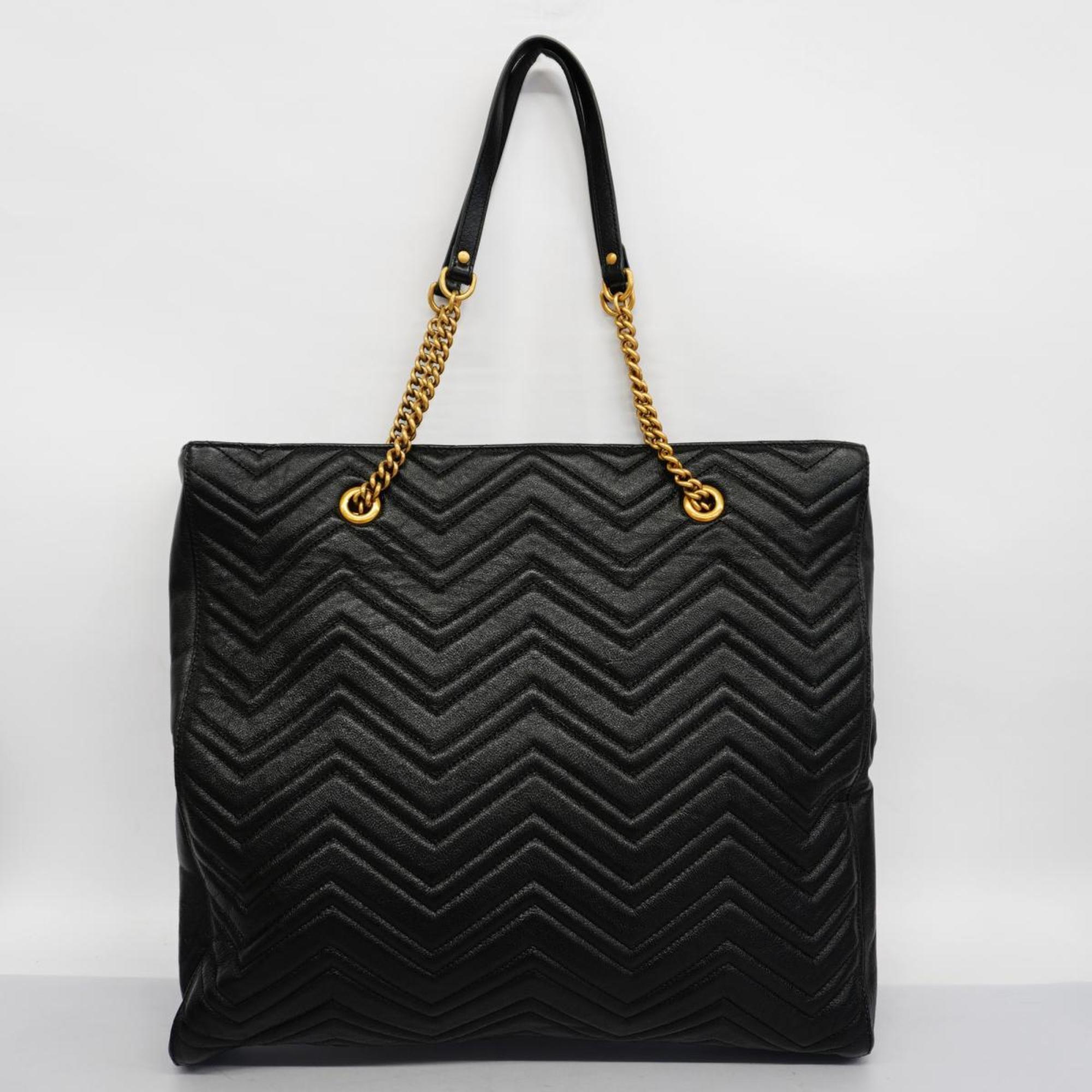 Gucci Shoulder Bag GG Marmont 524576 Leather Black Women's