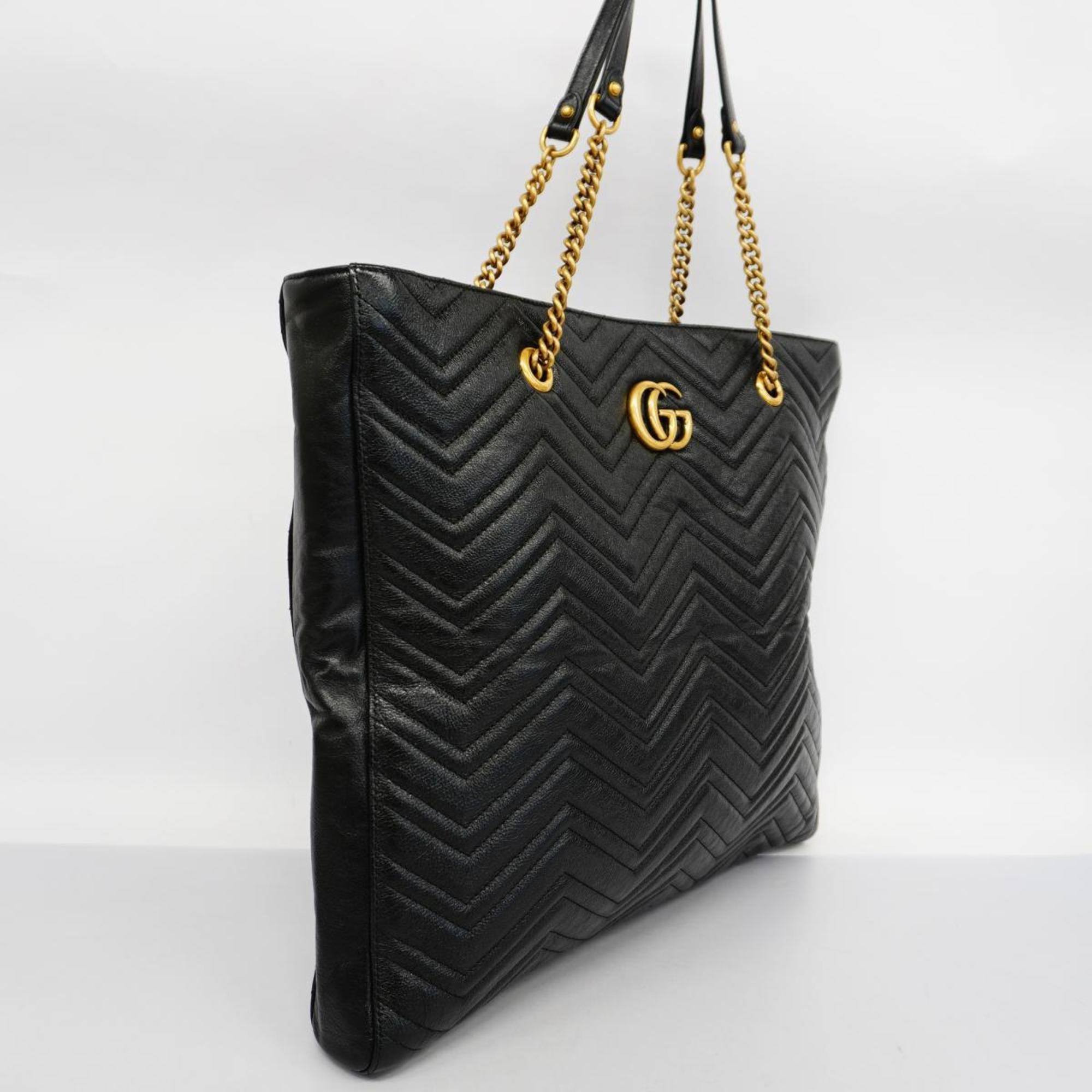 Gucci Shoulder Bag GG Marmont 524576 Leather Black Women's