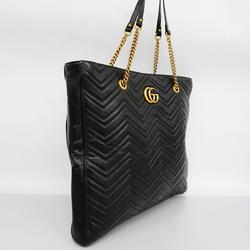 Gucci Shoulder Bag GG Marmont 524576 Leather Black Women's