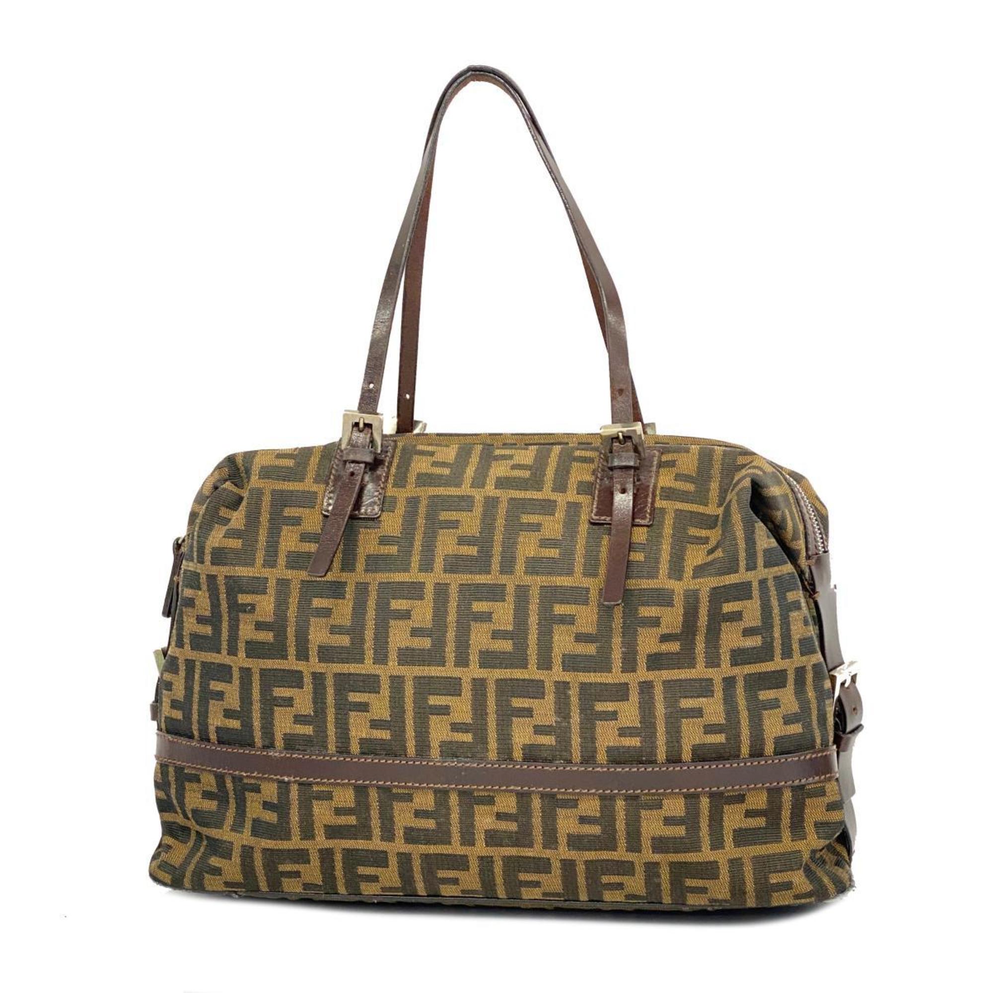 Fendi handbag Zucca nylon canvas khaki ladies