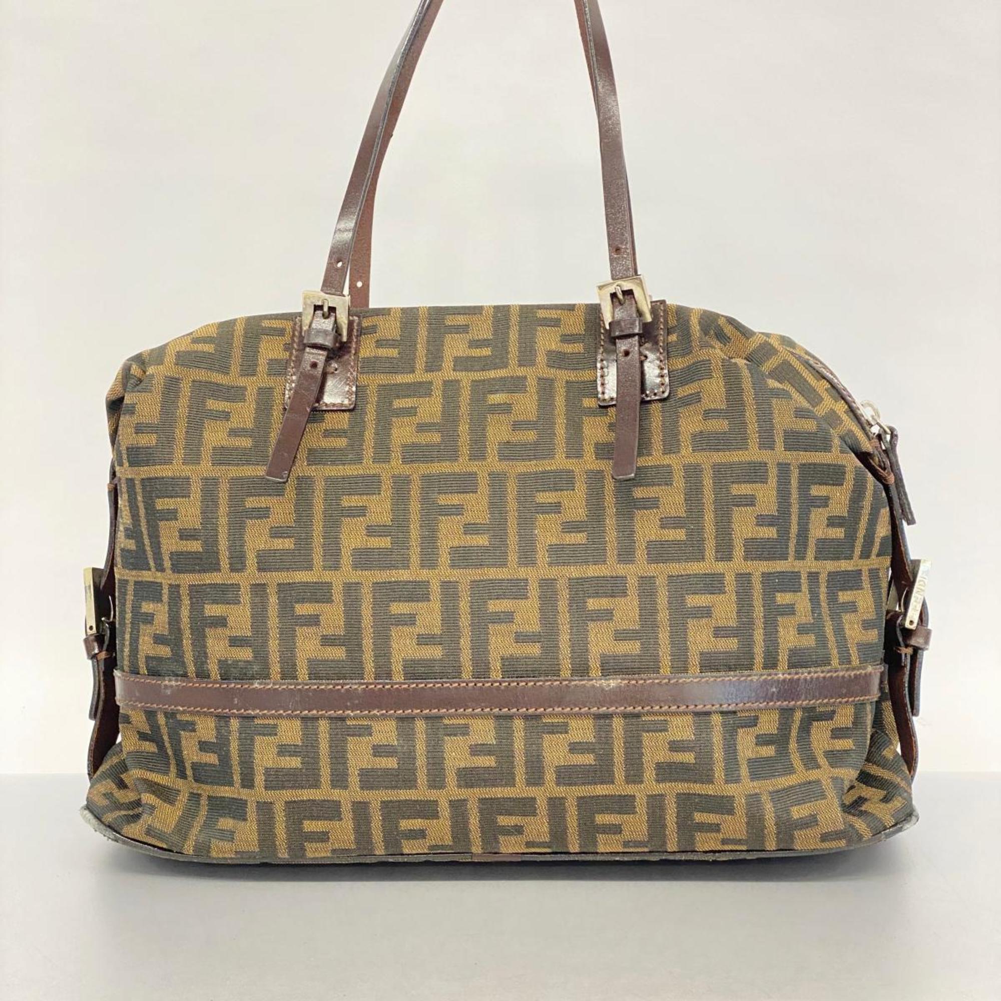 Fendi handbag Zucca nylon canvas khaki ladies