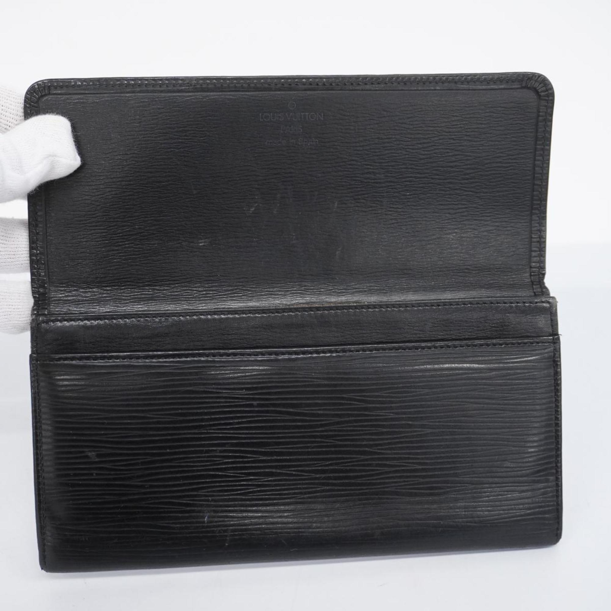 Louis Vuitton Long Wallet Epi Porte En 3 Carte Credit M63602 Noir Men's Women's