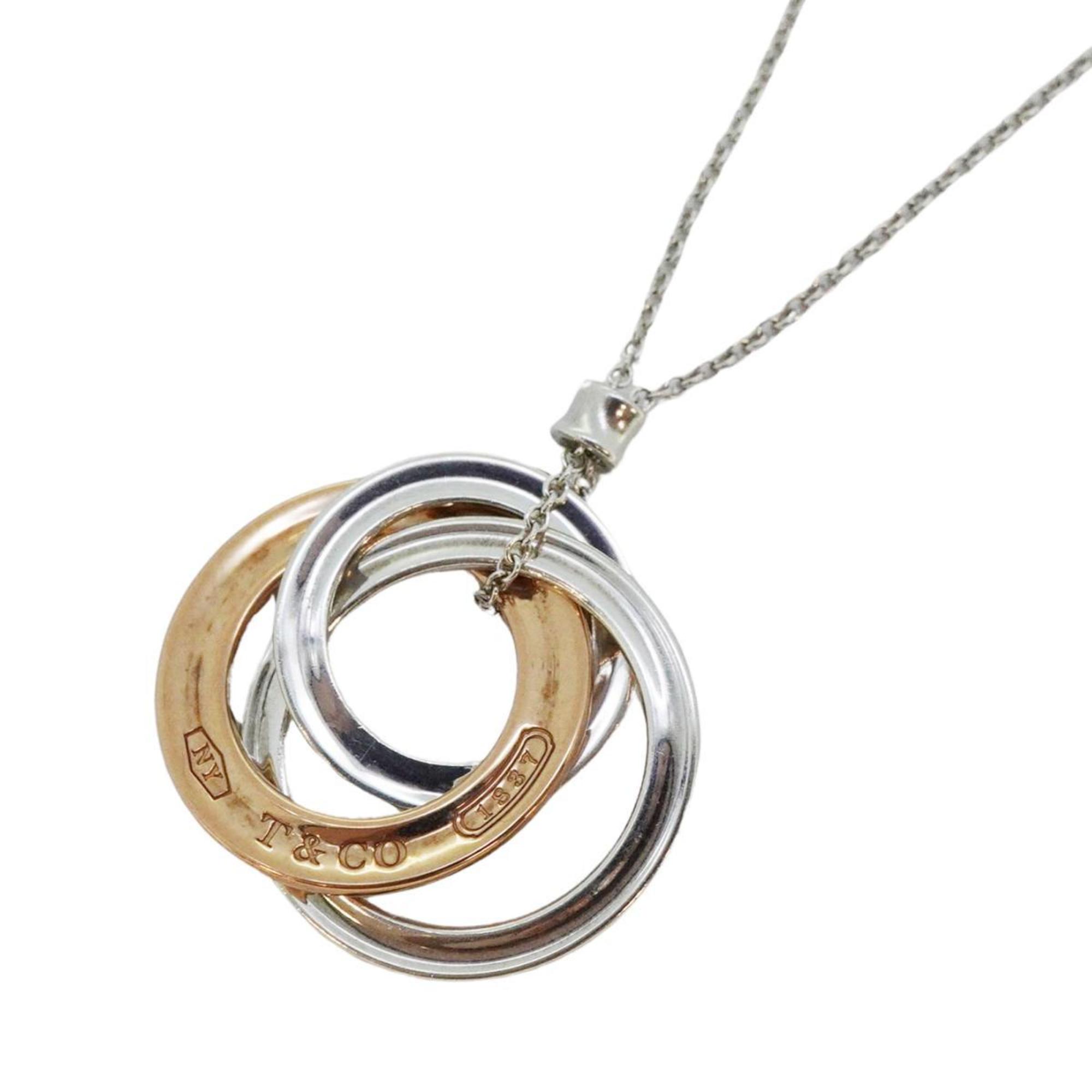 Tiffany Necklace Interlocking Circle 925 Silver Metal Rose Gold Women's