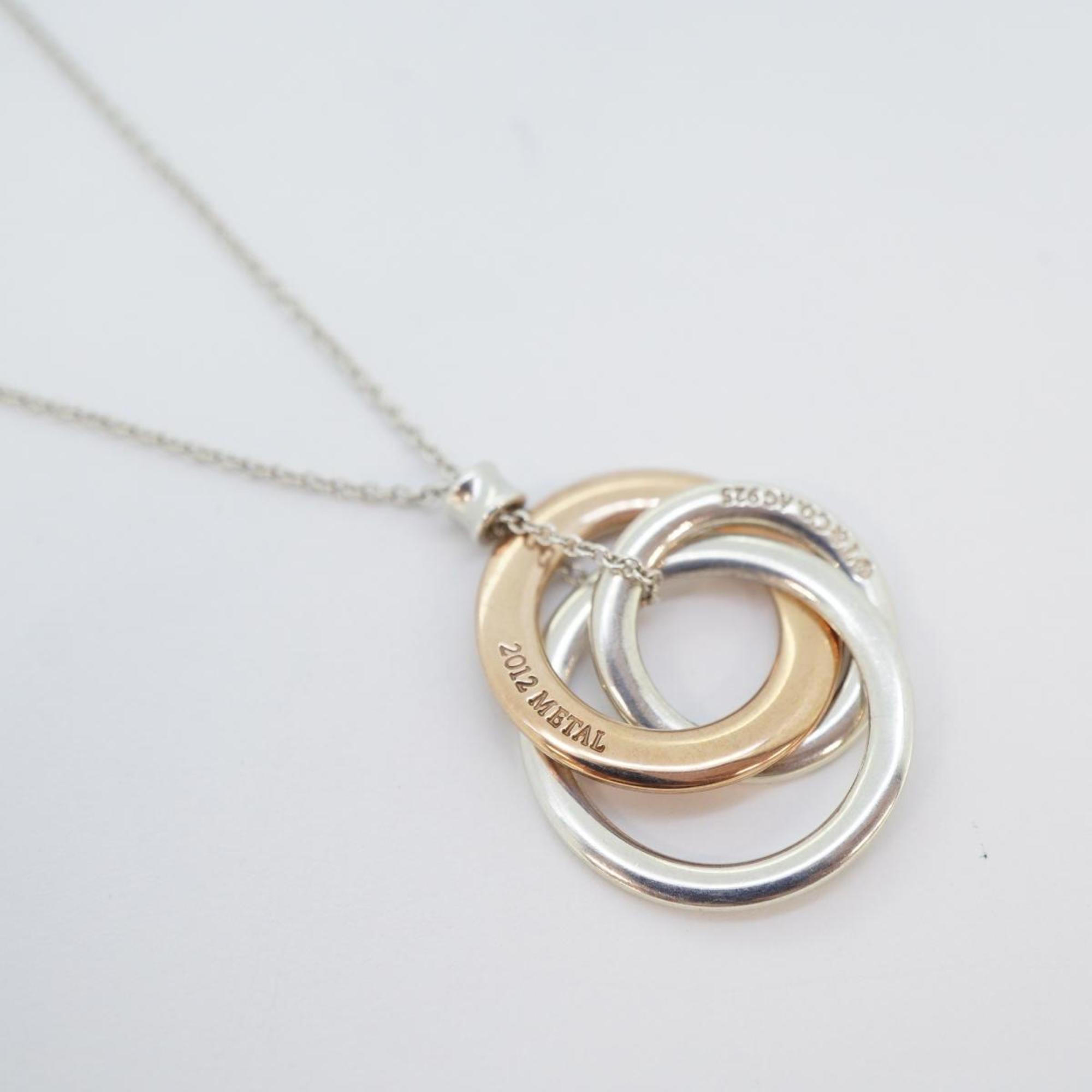 Tiffany Necklace Interlocking Circle 925 Silver Metal Rose Gold Women's