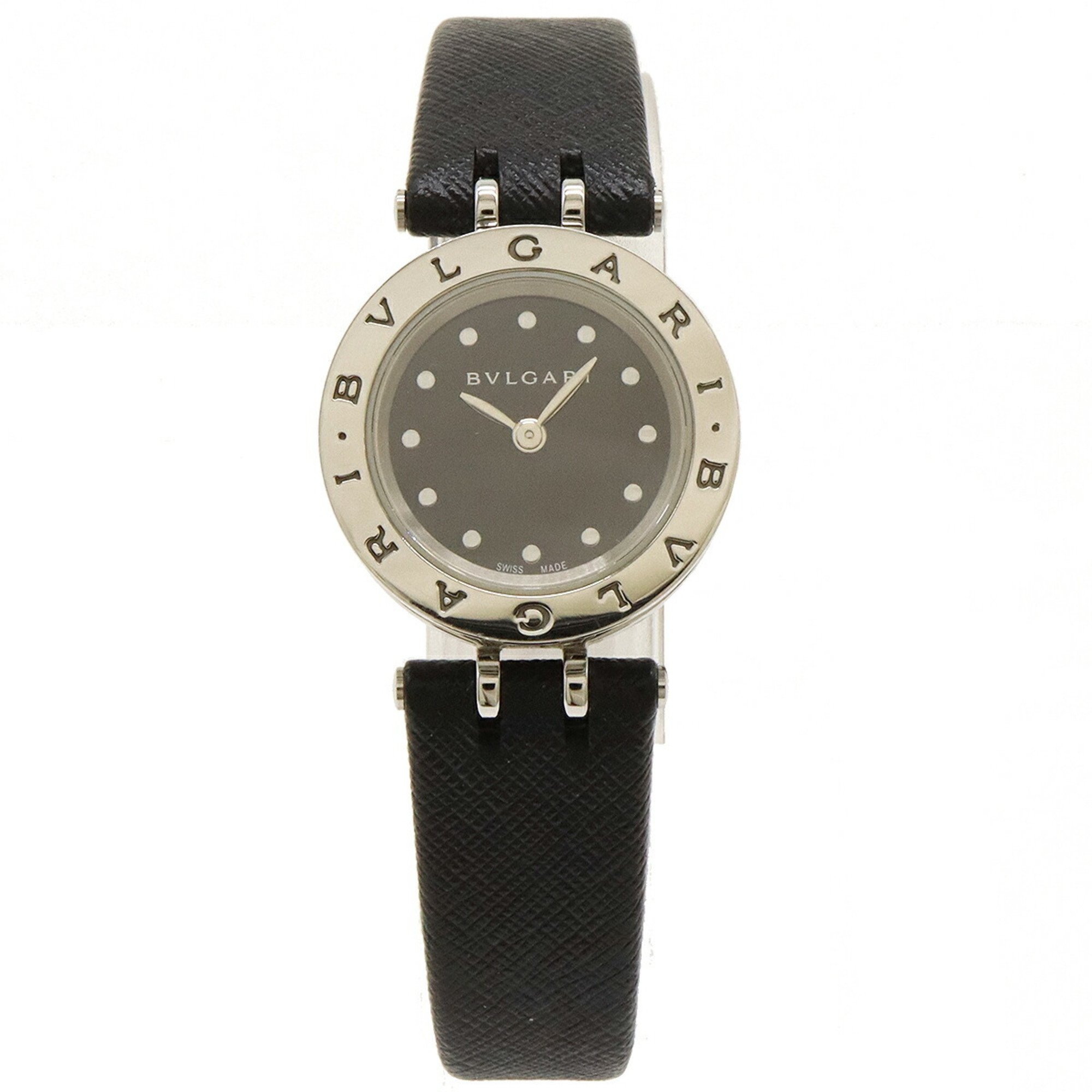 BVLGARI B-zero1 BZ23S Black Dial SS/Leather Strap Women's Quartz Watch