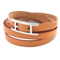 Hermes Bracelet API III Brown Leather 3 Bangle Melt Women's Men's HERMES