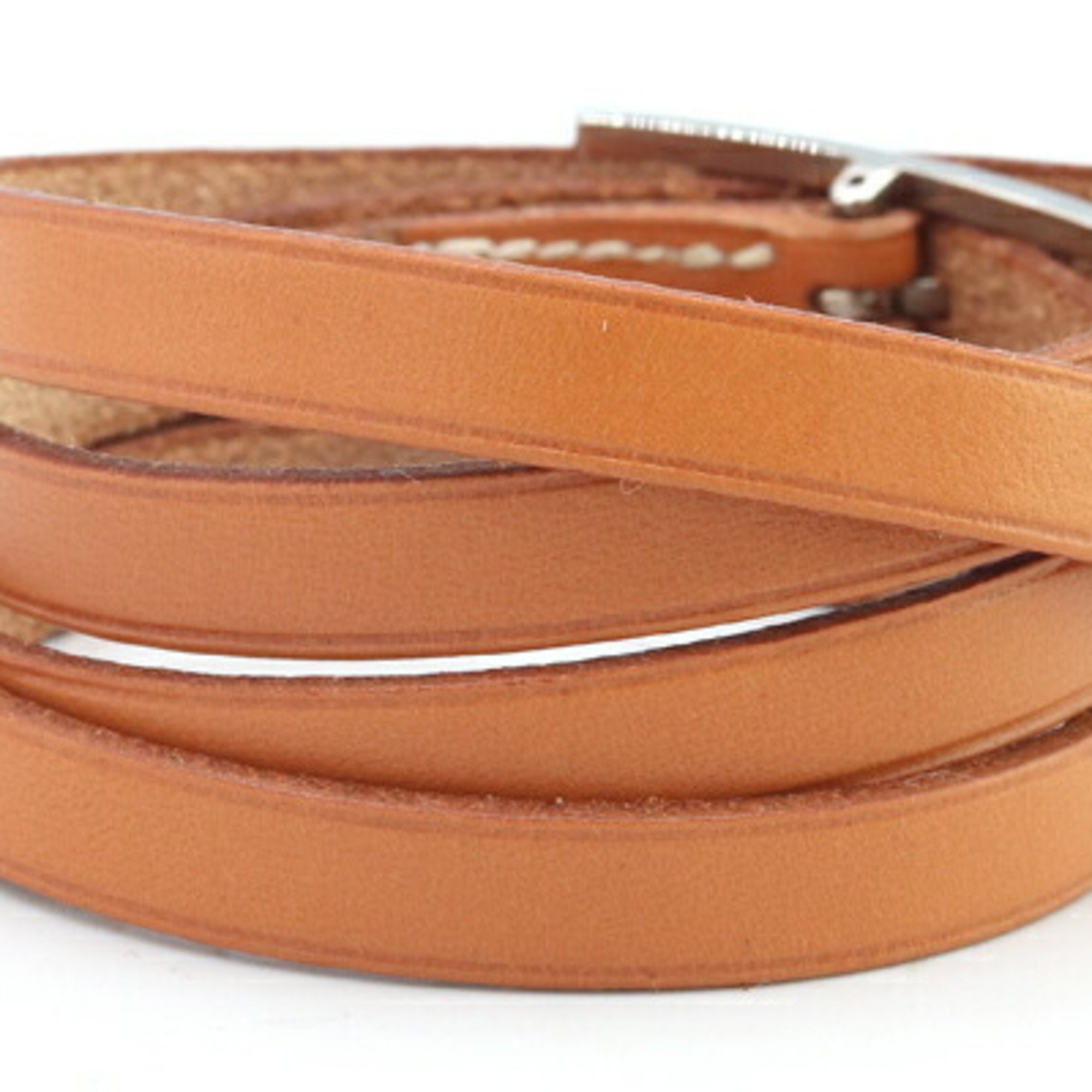 Hermes Bracelet API III Brown Leather 3 Bangle Melt Women's Men's HERMES