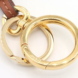 LOEWE Bag Charm Anagram C821232X01 Gold Tan Calfskin Metal Key Holder Ring Women's