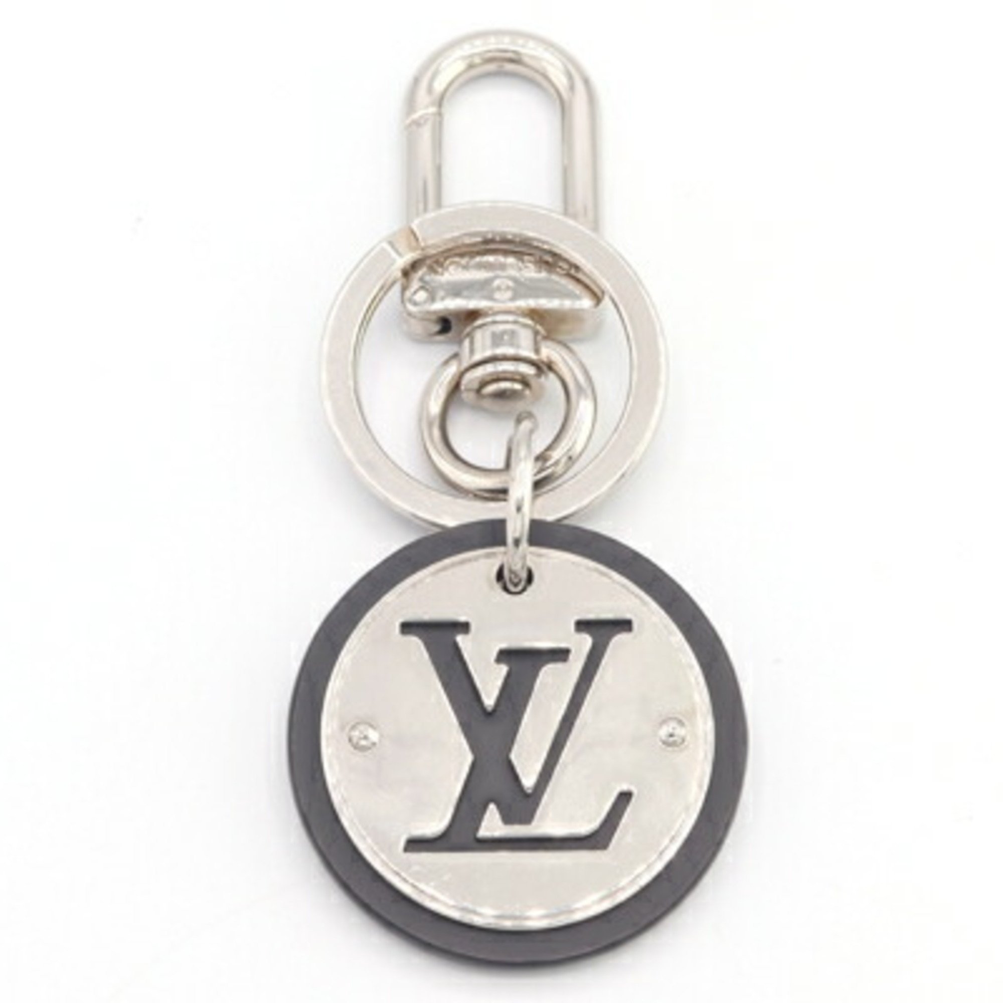 Louis Vuitton Keychain LV Circle M67362 Silver Black Metal Leather Key Ring Bag Men's LOUIS VUITTON