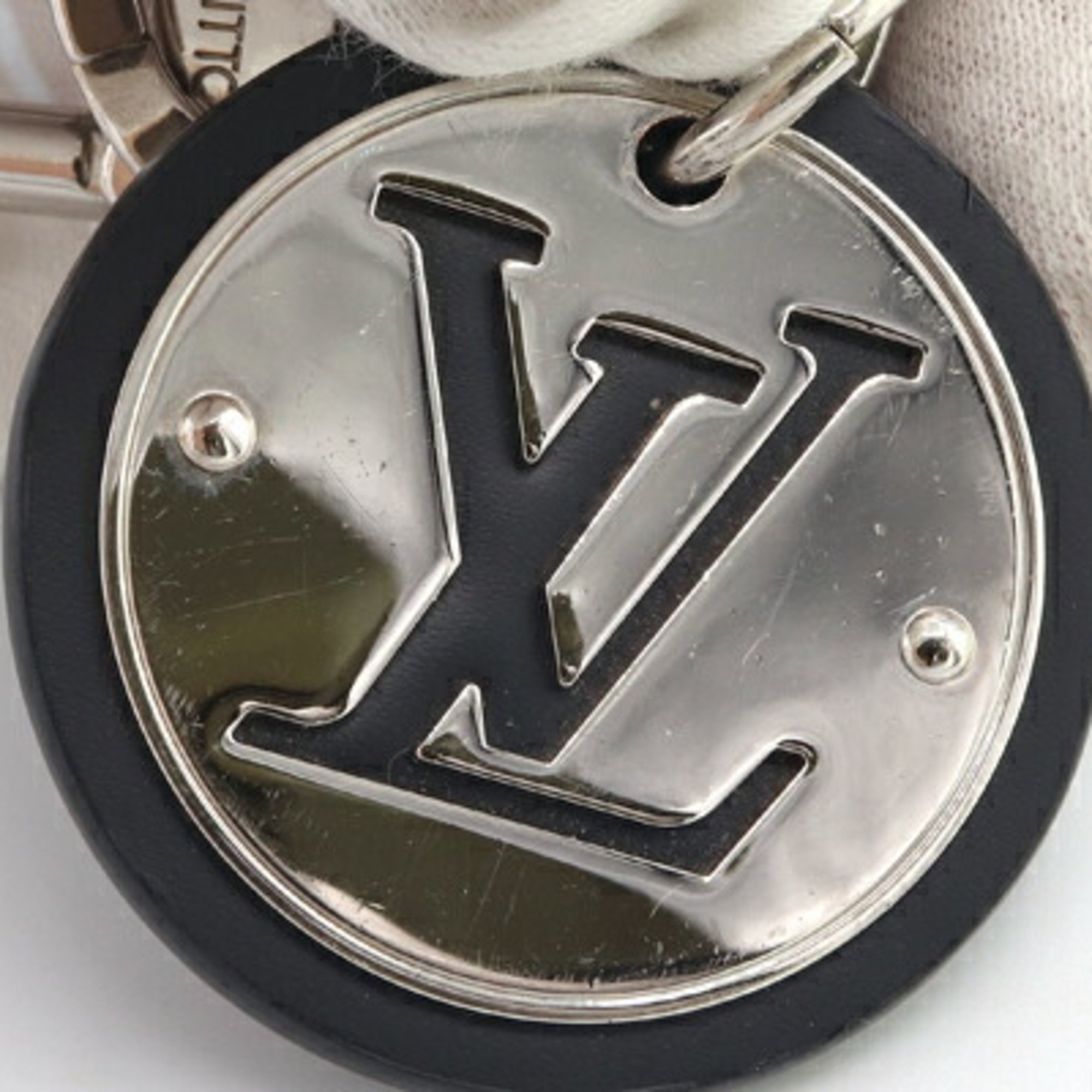 Louis Vuitton Keychain LV Circle M67362 Silver Black Metal Leather Key Ring Bag Men's LOUIS VUITTON