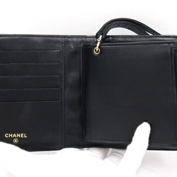 Chanel Bi-fold Wallet Chocolate Bar Black Patent Leather Compact Coco Mark Women's Old Classic CHANEL