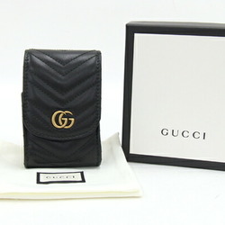 Gucci Cigarette Case GG Marmont 476431 Black Leather Cigarettes Men Women GUCCI