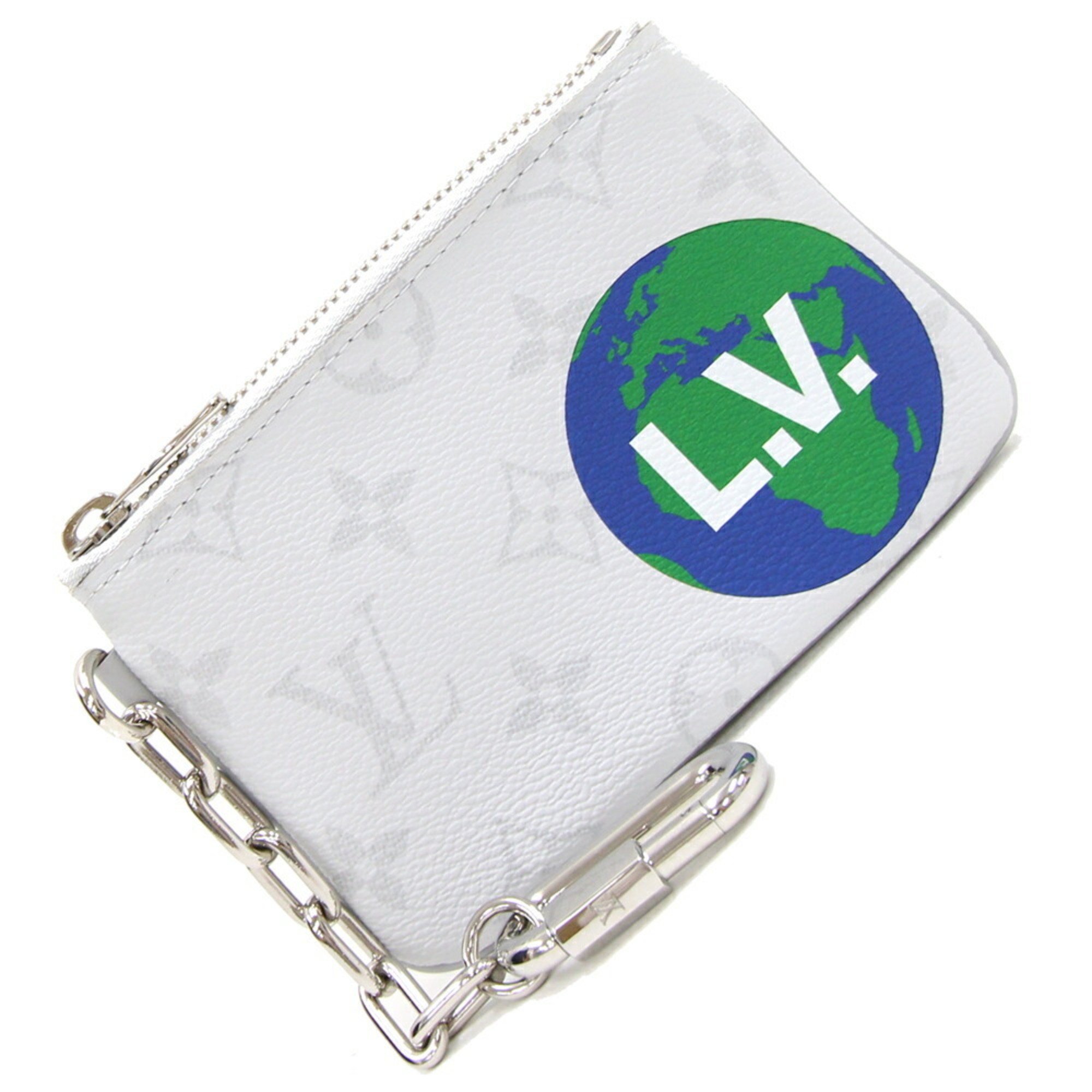 Louis Vuitton Coin Case Monogram Zipped Pouch PM M67809 Earth with Chain Holder Men's LOUIS VUITTON