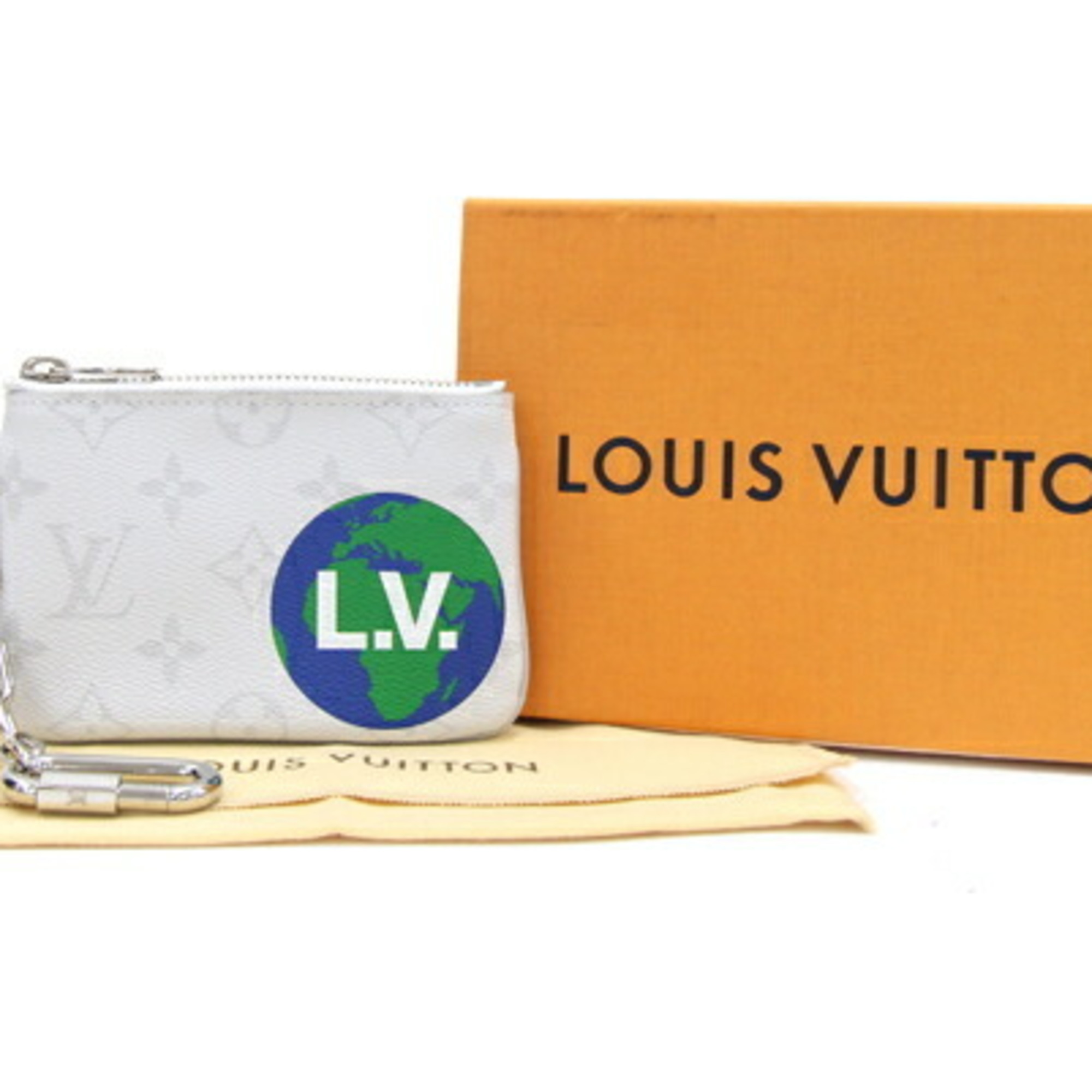 Louis Vuitton Coin Case Monogram Zipped Pouch PM M67809 Earth with Chain Holder Men's LOUIS VUITTON