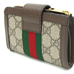 Gucci Bi-fold Wallet Oahudia Card Case 725662 Beige Brown PVC Leather Compact GG Marmont Shelly Double G Women's GUCCI