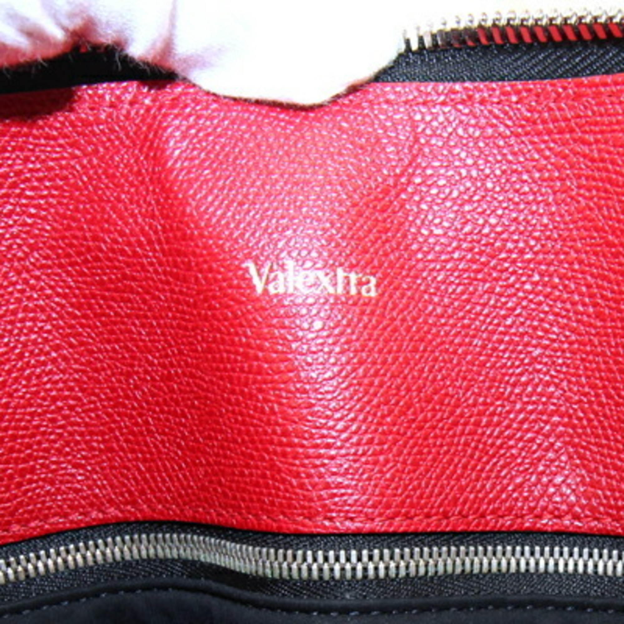 Valextra Handbag K-VAL My Shoulder Black Red Leather Bag Women Men