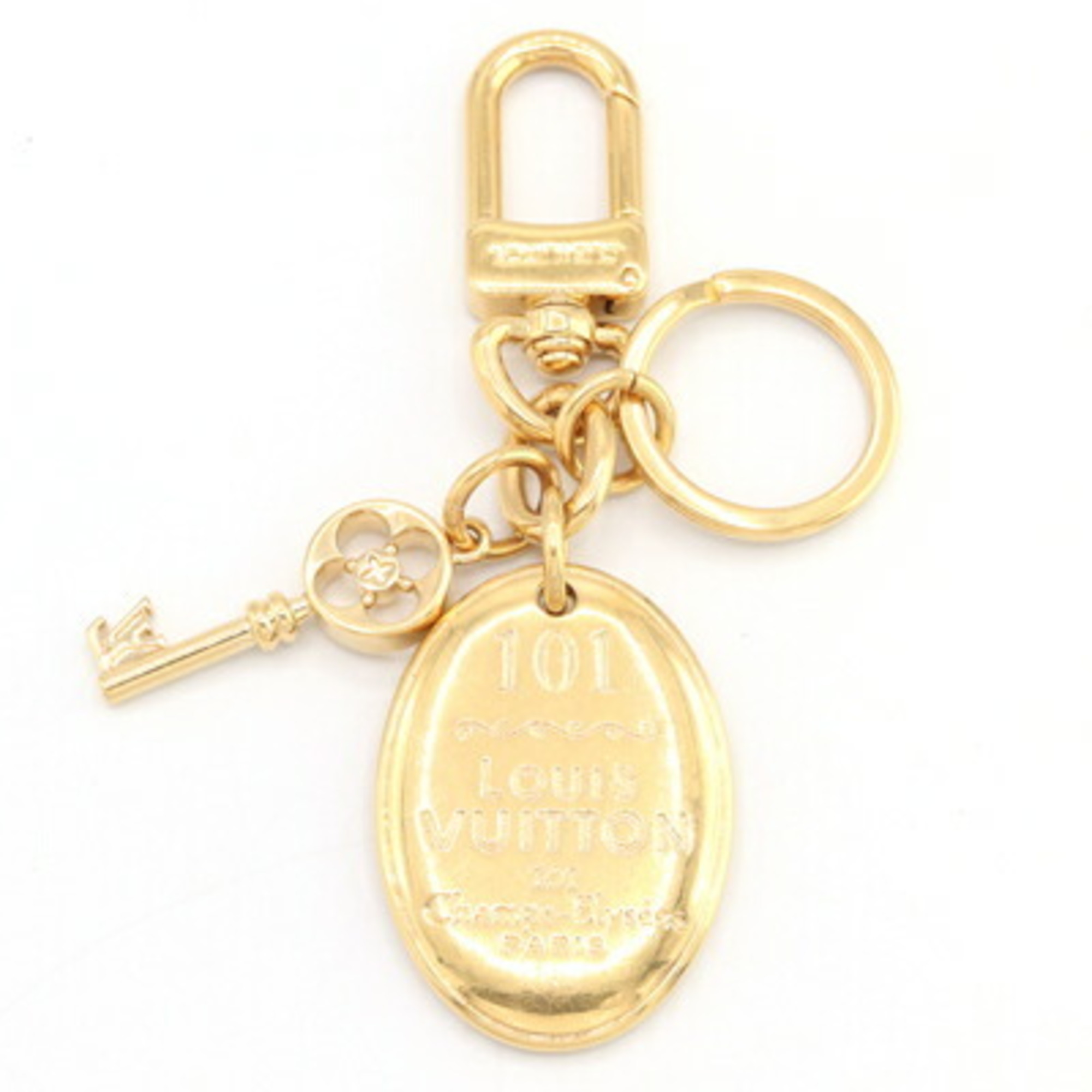 Louis Vuitton Keychain Portocle Maison M65086 Gold Metal Key Ring Bag Charm Women Men LOUIS VUITTON