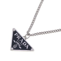 Prada Necklace Triangle Symbol Pendant 1JC826 Black Silver Sterling 925 PRADA