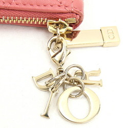 Christian Dior Dior Coin Case Lady S0972ONMJ Pink Leather Purse with Key Hook Women's Cannage Stitch Christian