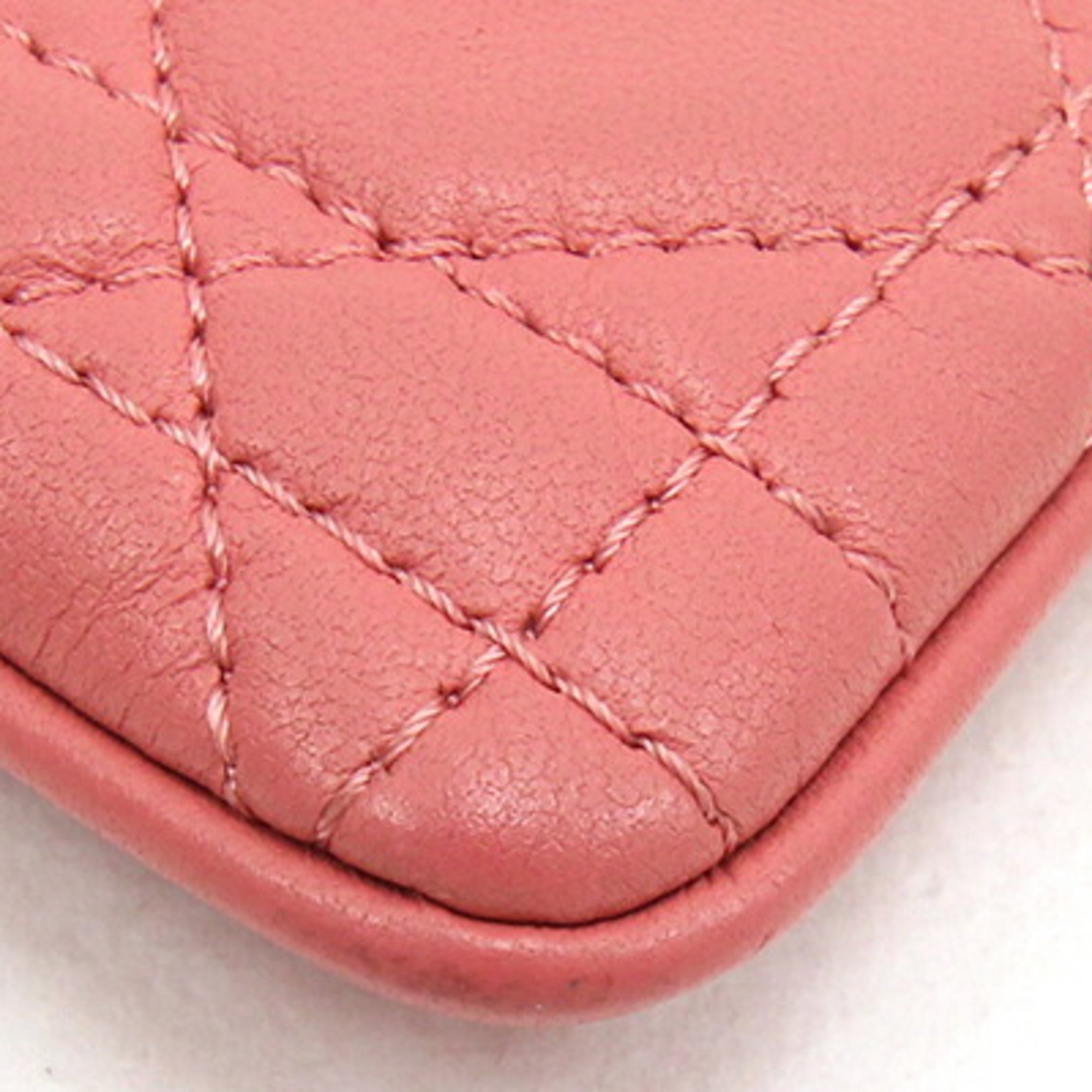 Christian Dior Dior Coin Case Lady S0972ONMJ Pink Leather Purse with Key Hook Women's Cannage Stitch Christian